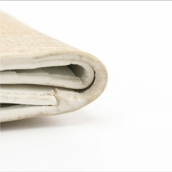 Christian Dior Metallic Gold Monogram Canvas White Leather Wallet Authentic - Picture 5 of 8